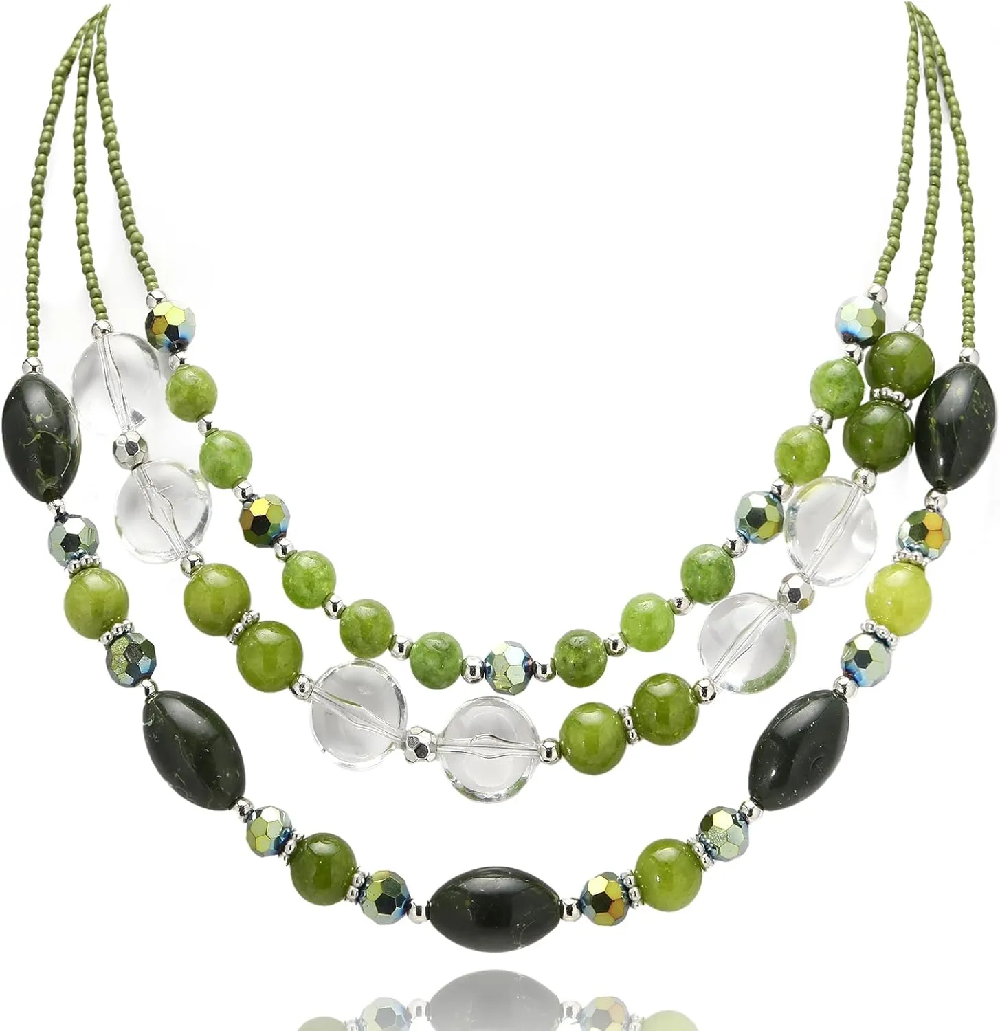 FULU AUTUMN Chunky Layered Beaded Necklaces for Women Multi Strand Statement Necklace Fashion Jewelry Birthday Gifts for Mom