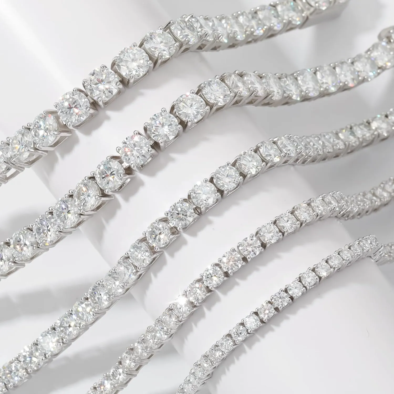 Gem's Beauty 4.59-112.00CT Moissanite Tennis necklaces Gifts 2-6.5mm D Color VVS1 Round Cut Diamond Tennis necklace