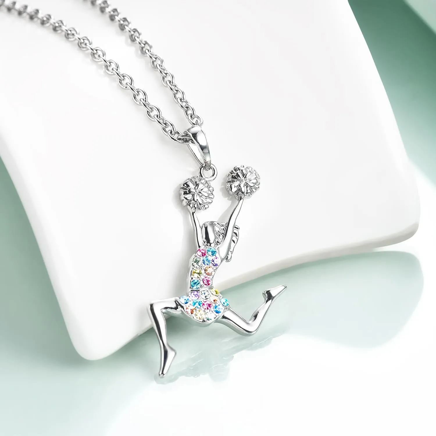 Girls Gymnastics Cheerleader Necklaces Gifts,Cheerleader Necklace Gift Jewelry for Women