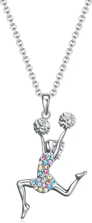 Girls Gymnastics Cheerleader Necklaces Gifts,Cheerleader Necklace Gift Jewelry for Women