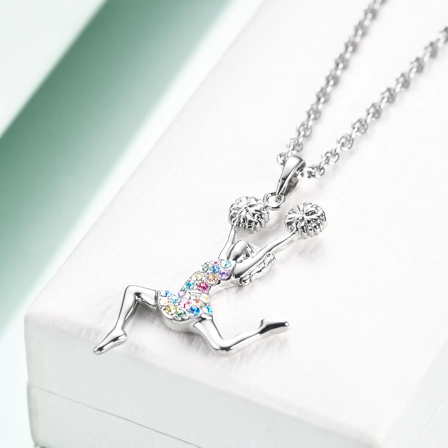 Girls Gymnastics Cheerleader Necklaces Gifts,Cheerleader Necklace Gift Jewelry for Women