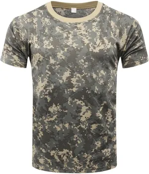 GOKKILRW Men's T Shirts Casual Camo Printed Lightweight Quick Dry Plus Size Crewneck Short Sleeve Military Hunting Tees