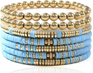 Gold Beaded Bracelets for Women 14K Gold Plated Stackable Bracelet Gold Bracelet Stack Delicate Stackable Gold Bracelets for Women