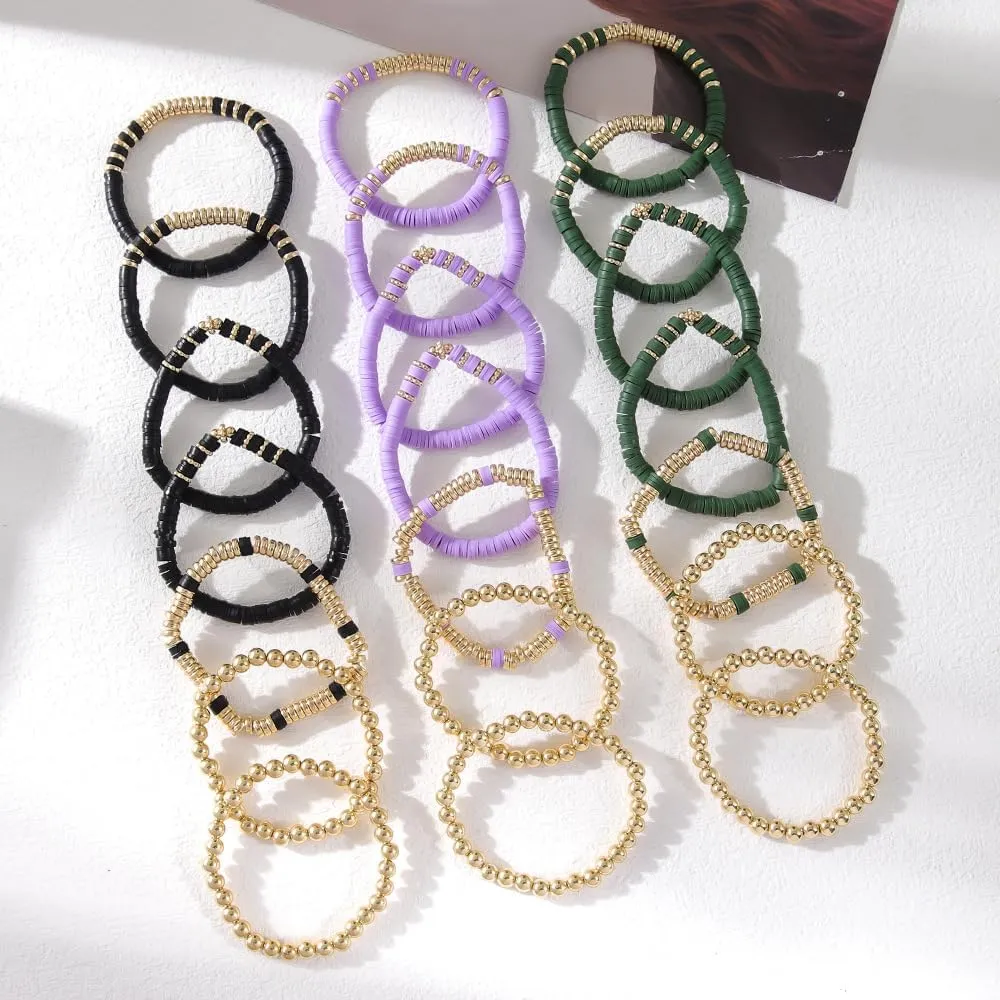 Gold Beaded Bracelets for Women 14K Gold Plated Stackable Bracelet Gold Bracelet Stack Delicate Stackable Gold Bracelets for Women