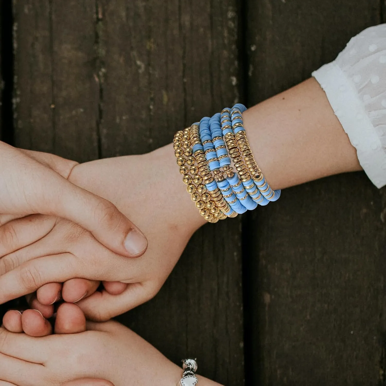 Gold Beaded Bracelets for Women 14K Gold Plated Stackable Bracelet Gold Bracelet Stack Delicate Stackable Gold Bracelets for Women