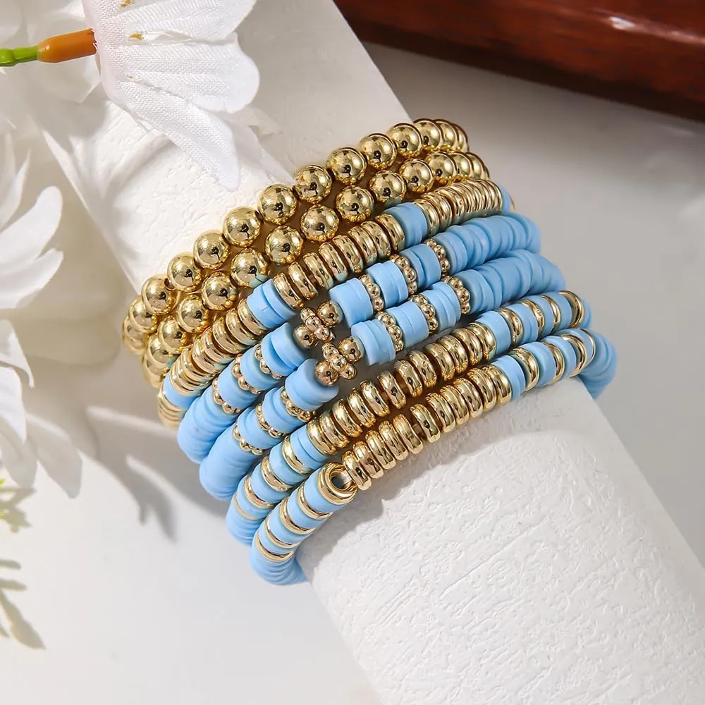 Gold Beaded Bracelets for Women 14K Gold Plated Stackable Bracelet Gold Bracelet Stack Delicate Stackable Gold Bracelets for Women