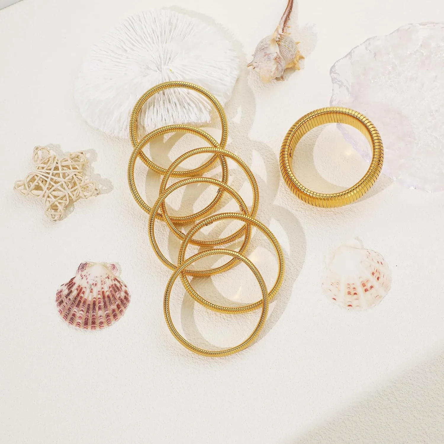 Gold Bracelets for Women, Gold Bangles for Women Chunky Bangle Bracelets for Women Bracelets Stack Tarnish Free Gold Jewelry Set of 3 for Women Accessories for Her Gifts