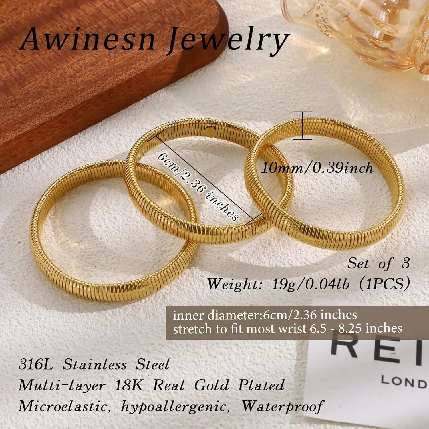Gold Bracelets for Women, Gold Bangles for Women Chunky Bangle Bracelets for Women Bracelets Stack Tarnish Free Gold Jewelry Set of 3 for Women Accessories for Her Gifts