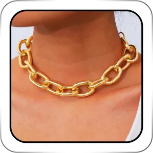 Gold Chunky Choker Necklace Short Cuban Link Chain Necklaces for Women