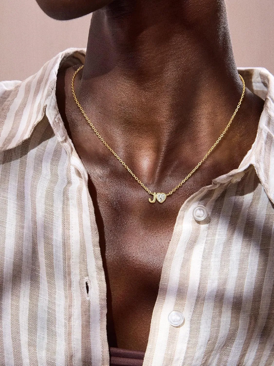 Gold Heart Initial Necklace for Women, 14K Real Gold Plated Heart Initial A-Z Necklace Dainty Heart Necklaces Tiny Gold Initial Necklaces Birthday Gifts for Women Jewelry