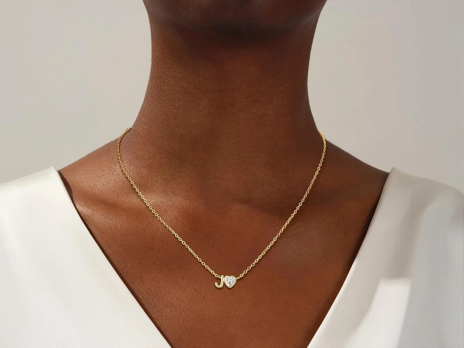 Gold Heart Initial Necklace for Women, 14K Real Gold Plated Heart Initial A-Z Necklace Dainty Heart Necklaces Tiny Gold Initial Necklaces Birthday Gifts for Women Jewelry