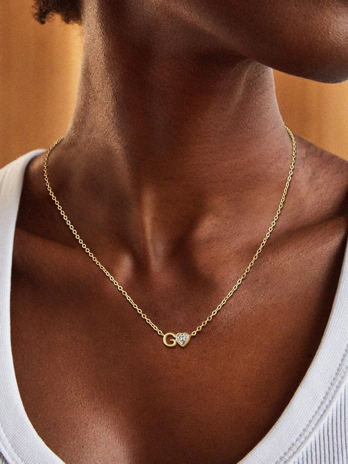 Gold Heart Initial Necklace for Women, 14K Real Gold Plated Heart Initial A-Z Necklace Dainty Heart Necklaces Tiny Gold Initial Necklaces Birthday Gifts for Women Jewelry