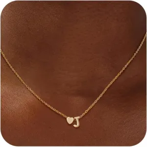 Gold Initial Necklaces for Women 14K Gold Plated Heart Charm Letter A-Z Pendant Dainty Necklace Trendy Heart Necklaces for Women Birthday Christmas Gifts Jewelry for Women