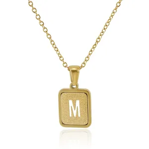 Gold Initial Necklaces for Women Men Teen Girls, Dainty Initial A-Z Necklace 18K Gold Plated Capital Letter Pendant Choker Necklace Stainless Steel Personalized 26 Letter Necklace Jewelry Gift(M)
