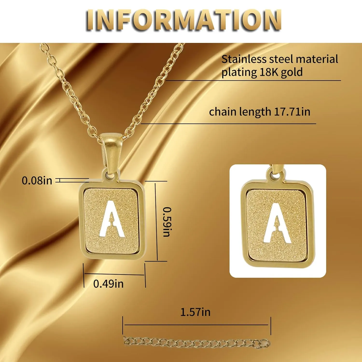 Gold Initial Necklaces for Women Men Teen Girls, Dainty Initial A-Z Necklace 18K Gold Plated Capital Letter Pendant Choker Necklace Stainless Steel Personalized 26 Letter Necklace Jewelry Gift(M)