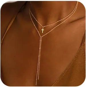 Gold Layered Necklace for Women - Non Tarnish Zircon Bead Rosary