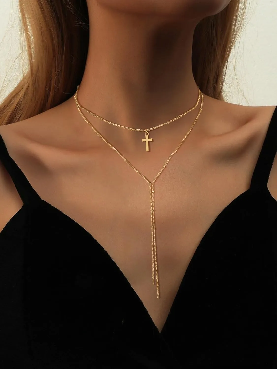 Gold Layered Necklace for Women - Non Tarnish Zircon Bead Rosary