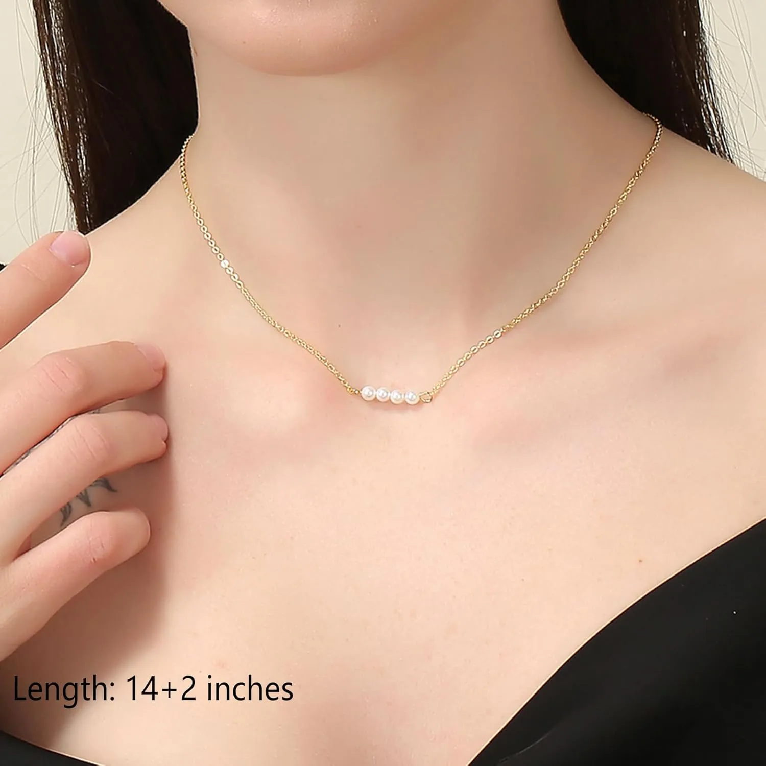 Gold Layered Necklaces for Women Dainty Layered Choker Necklace, Handmade 14K Real Gold Plated Y Pendant Necklace Multilayer Heart Necklace Adjustable Layering Pearls Purple Amethyst Choker Necklaces Jewelry Gift