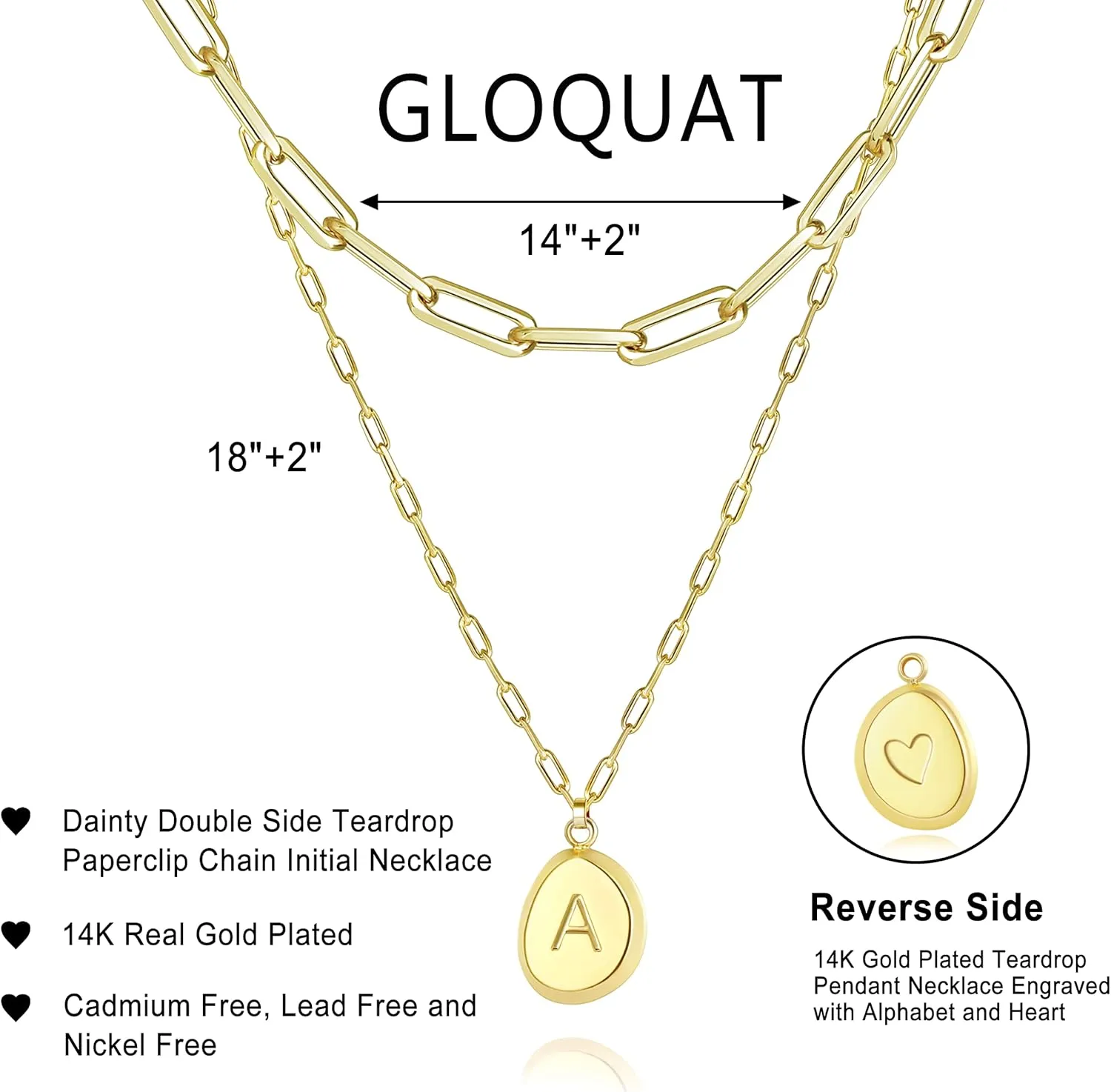 Gold Layered Necklaces with Initials, 14K Gold Plated Chokers for Women