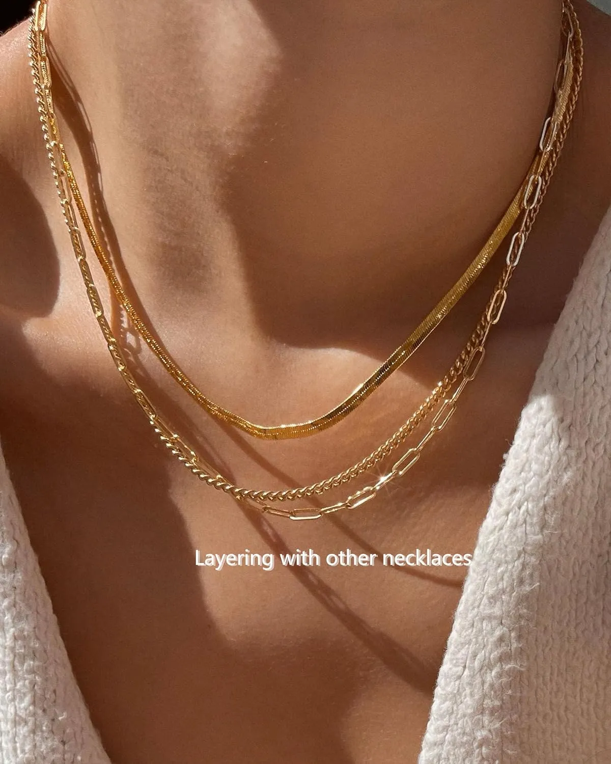 Gold Layered Toggle Necklaces for Women: 14K Gold Plated Dainty Link Chain Necklaces Paperclip Cuban Rope Adjustable Choker T-Bar Toggle Clasp Chunky Necklace for Women Trendy Jewelry
