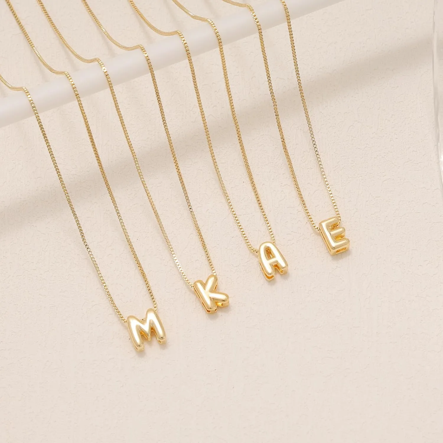 Gold Letter Necklace, Cute Initial Necklaces for Women 14k Gold Plated Balloon Letter Necklace Dainty Gold Necklaces for Women Trendy Charm Name Choker Fashion Womens Jewelry