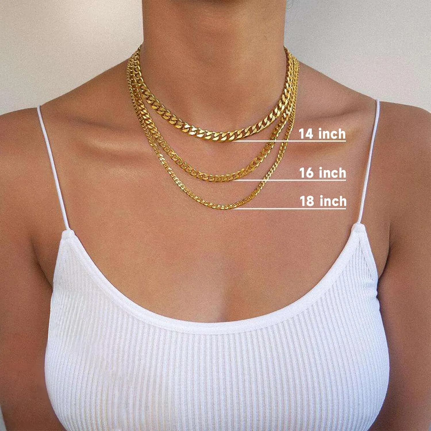 Gold Necklace for Women, 14K Gold Plated Dainty Chunky Cuban Chain Necklaces for Women, Cuban Link Chain Necklaces for Women Trendy Cuban Chain Fashion Jewelry Gifts for Christmas Thanksgiving