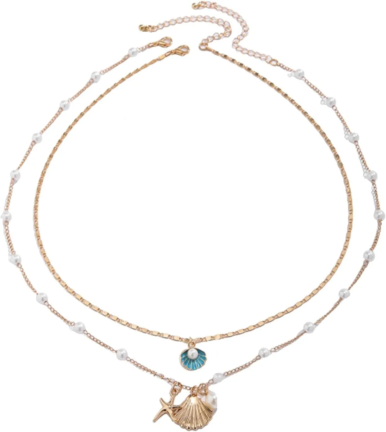 Gold Pearl Necklace for Women, Dainty 14K Gold Plated Layered Pearl Choker Chain Wedding Trendy Gold Jewelry Set for Women Gifts