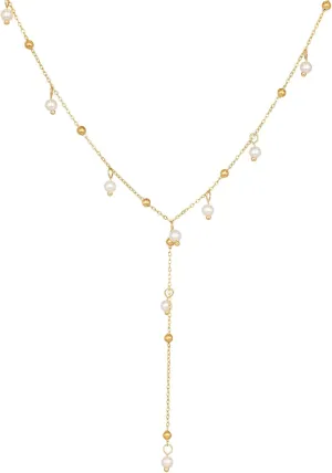Gold Y Long Pearl Necklaces for Women 18K Plated Trendy Simple Fashion Charm Necklace Gold Jewelry Gift for Women