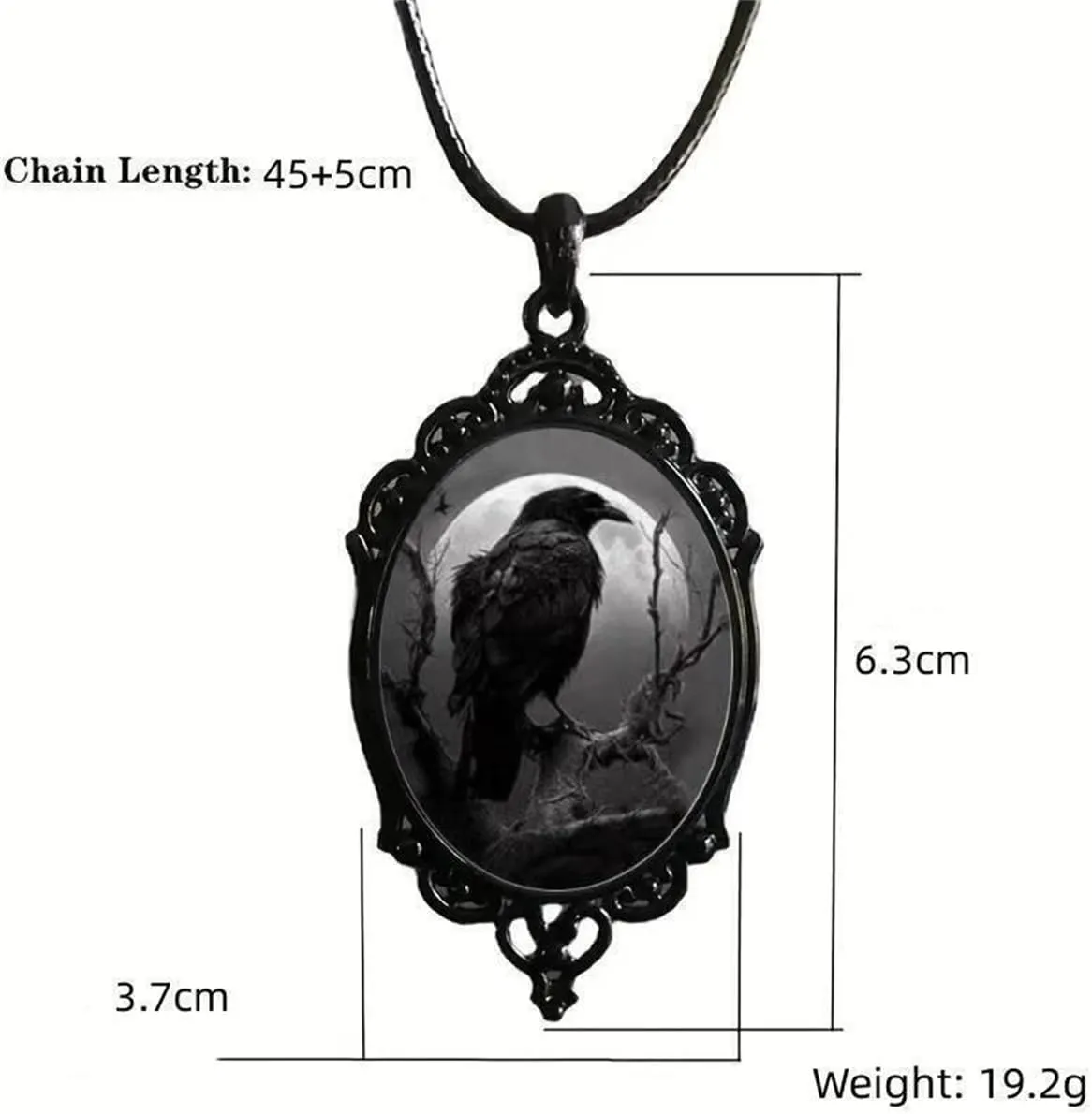 Gothic Necklace for Men Women,Raven Cross Glass Necklaces Bat Pendant Necklace Vintage Gothic Rope Chain Crow Bat Choker Victorian Cemetery Guest Necklaces Halloween Christmas Birthday Jewelry