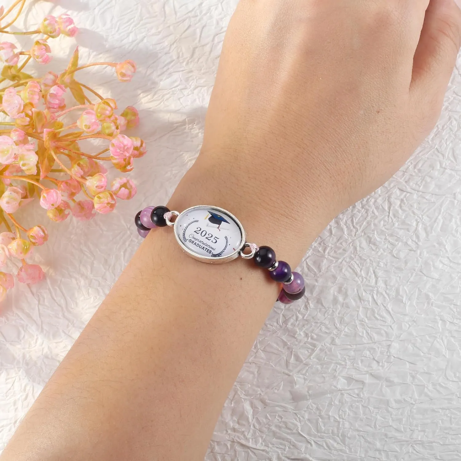 Graduation Gift  Girl 2025 Graduation Bracelets Friendship Gifts for Women      Graduation Healing Stone Bracelets Gifts for Her