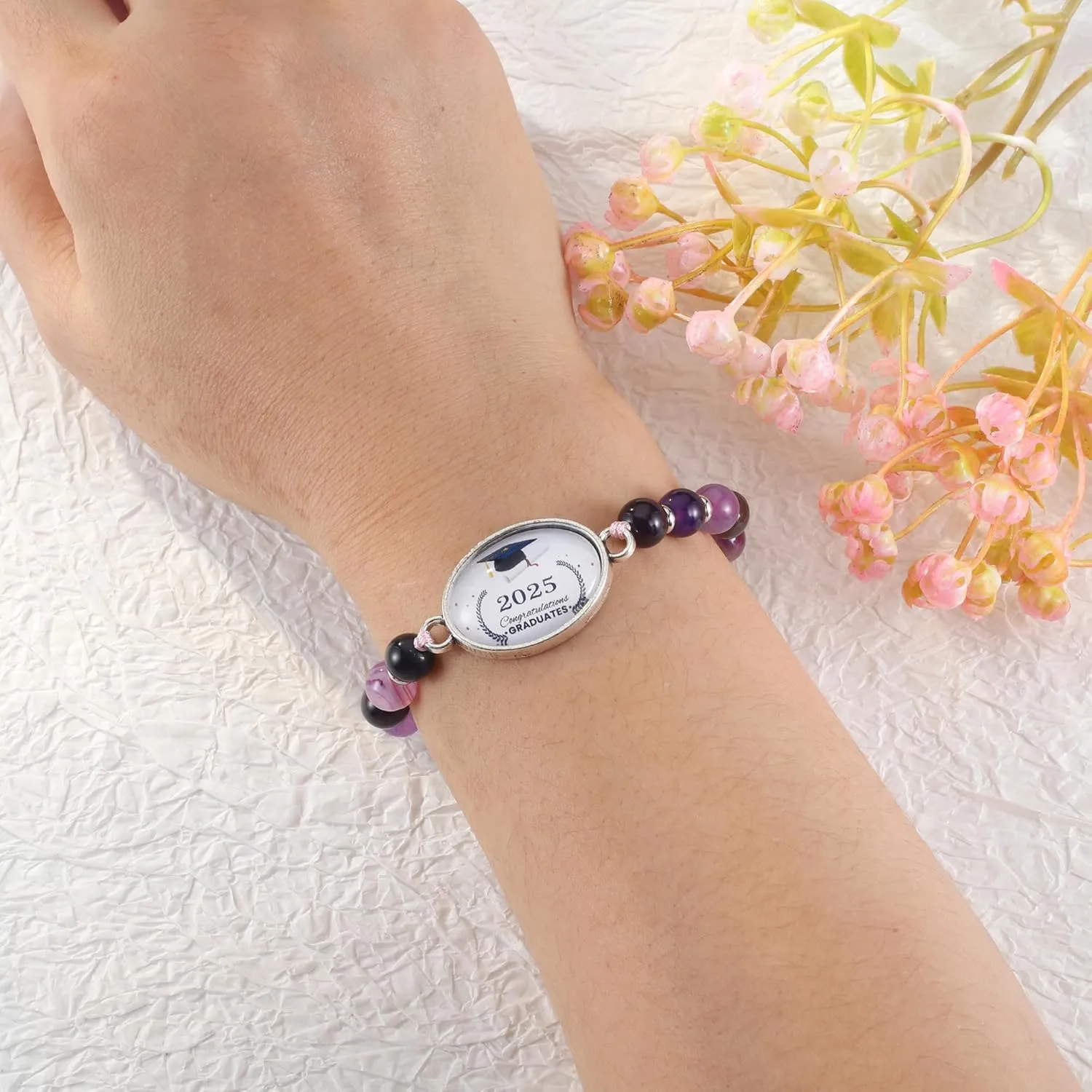 Graduation Gift  Girl 2025 Graduation Bracelets Friendship Gifts for Women      Graduation Healing Stone Bracelets Gifts for Her