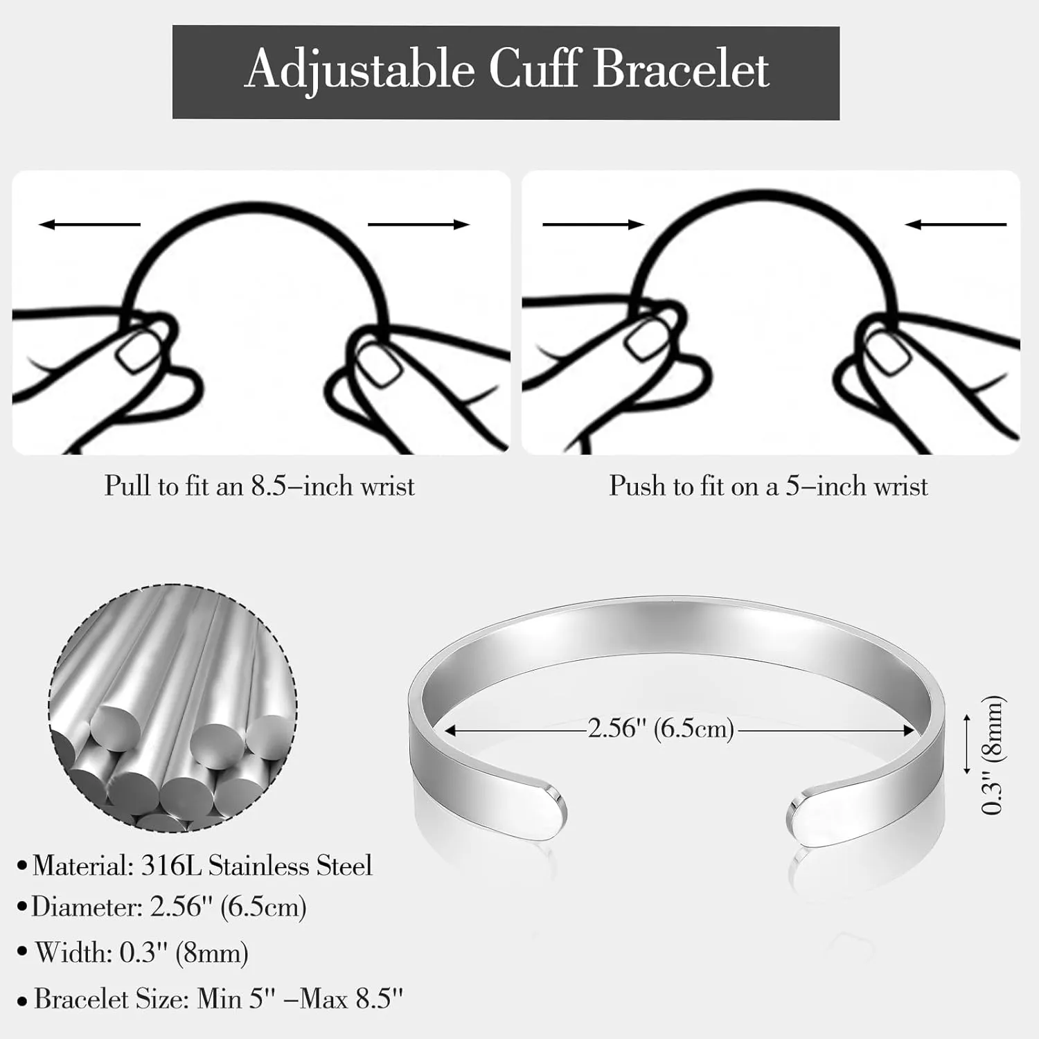 Graduation Gifts Bracelets for Women Men Cuff Bracelet Inspirational Bracelets Stainless Steel Silver Bangles Graduation Jewelry Gifts