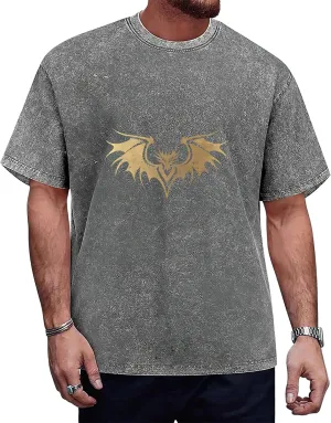 Graphic T Shirts for Men Crew Neck Washed Cotton Oversized Short Sleeve Loose Hip Hop Streetwear Basic Summer Tees