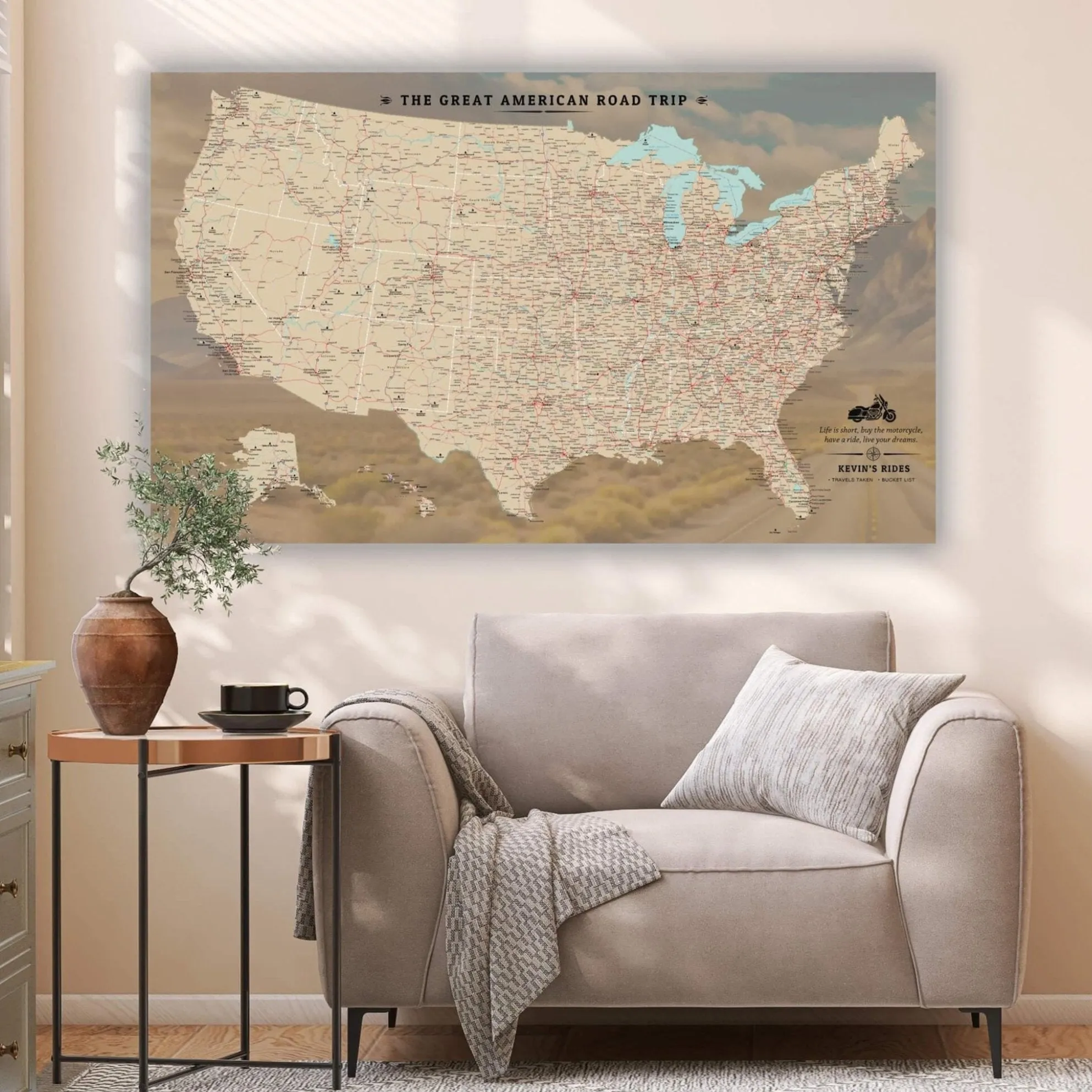 Great American Road Trip USA Push Pin Map