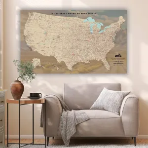 Great American Road Trip USA Push Pin Map