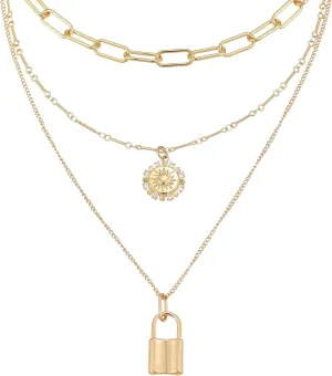 GZQ Dainty Layered Gold Necklaces for Women Trendy, 18K Gold Plated Y Pendant Necklace, Adjustable Layering Choke(N34)