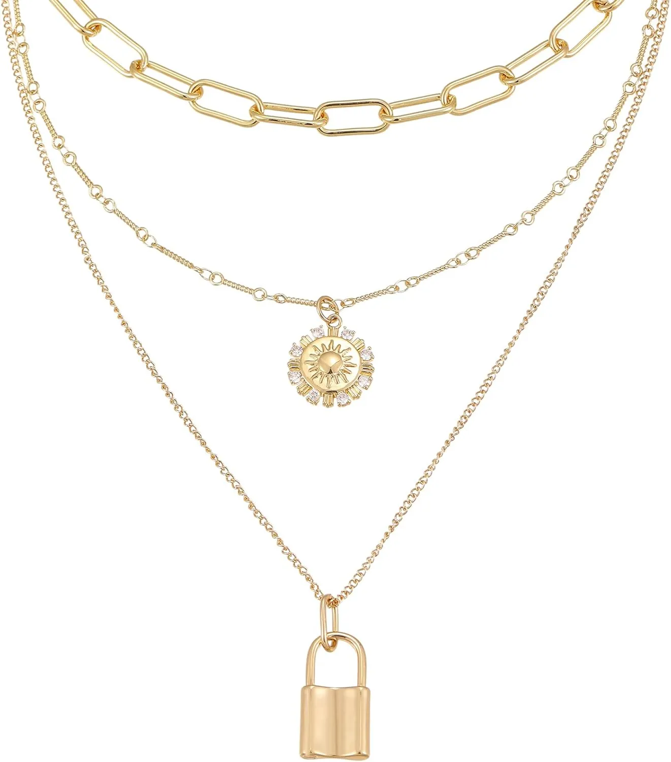 GZQ Dainty Layered Gold Necklaces for Women Trendy, 18K Gold Plated Y Pendant Necklace, Adjustable Layering Choke(N34)