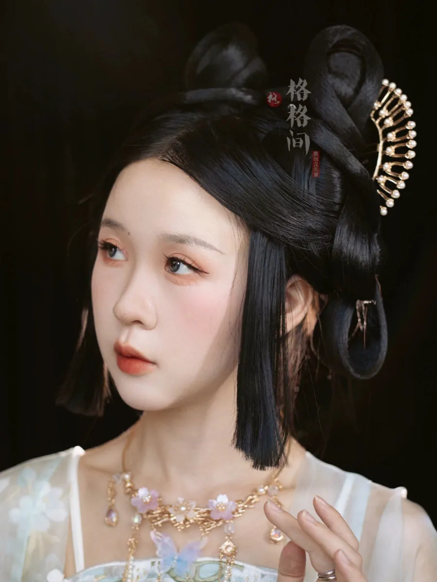 Halo 光环 Double Tiered Pearl Tang Ming Curved Hairpins
