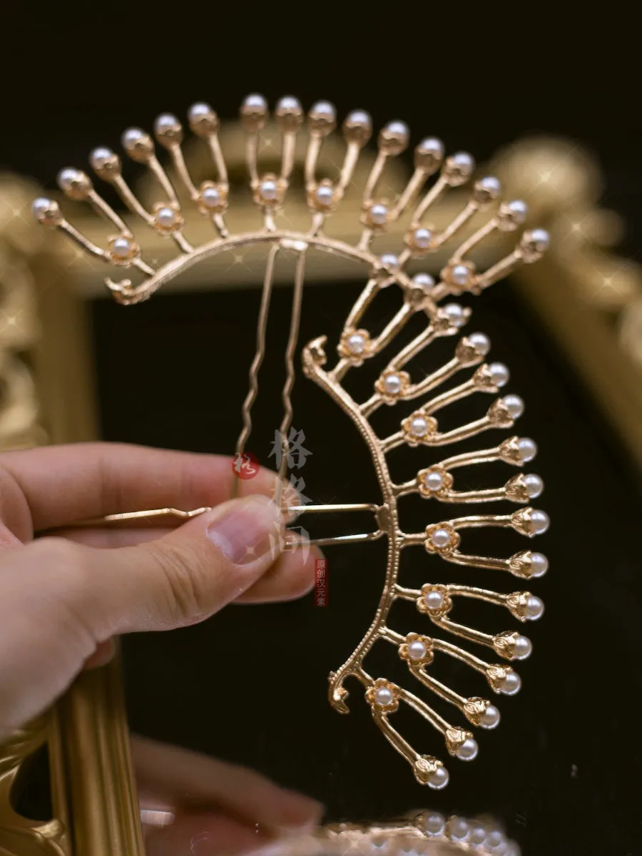 Halo 光环 Double Tiered Pearl Tang Ming Curved Hairpins