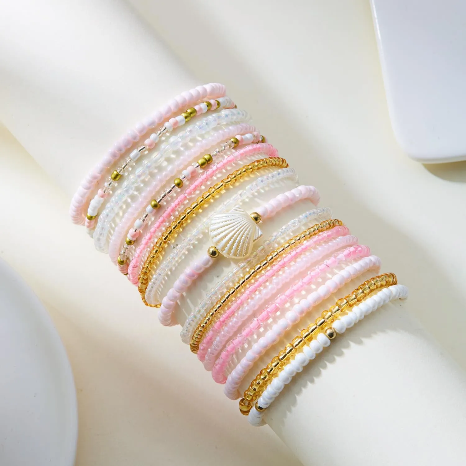 Handmade Multi-layered Summer Beach Seed Beaded Bracelet for Women Stackable Heishi Suffer Braided Bracelet Bohemia Waterproof Hawaii Fashion Charm Jewelry
