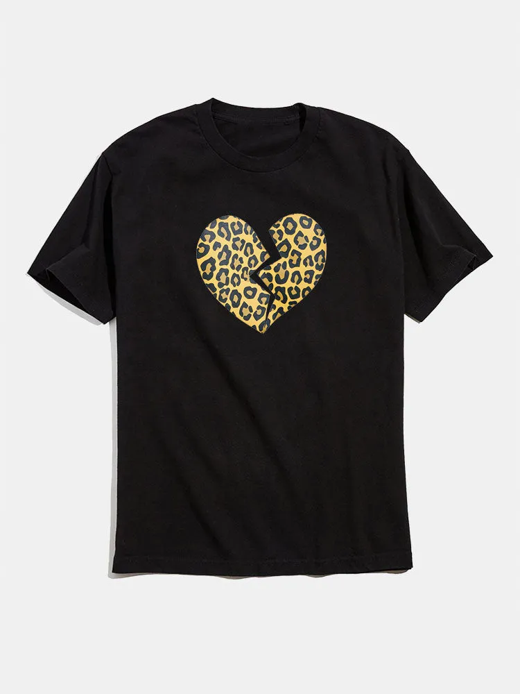 Heart Broken Leopard Print T-shirts