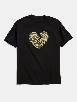 Heart Broken Leopard Print T-shirts