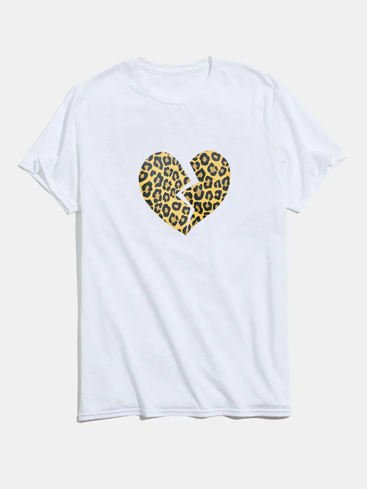 Heart Broken Leopard Print T-shirts