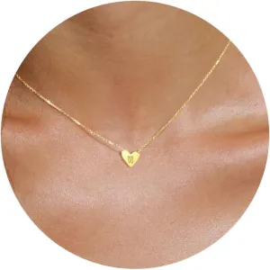 Heart Initial Necklaces for Women Trendy Heart Capital Alphabet A-Z Pendant Dainty Gold Necklace With Initials Non Tarnish Cute Custom Name Personalized Letter Necklaces Jewelry Gifts