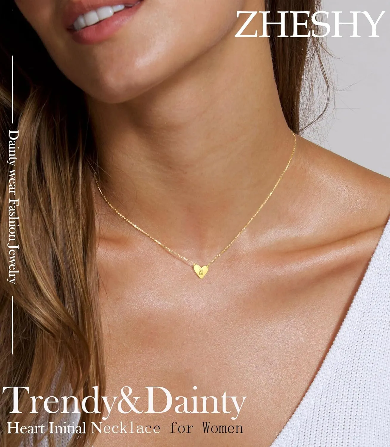Heart Initial Necklaces for Women Trendy Heart Capital Alphabet A-Z Pendant Dainty Gold Necklace With Initials Non Tarnish Cute Custom Name Personalized Letter Necklaces Jewelry Gifts