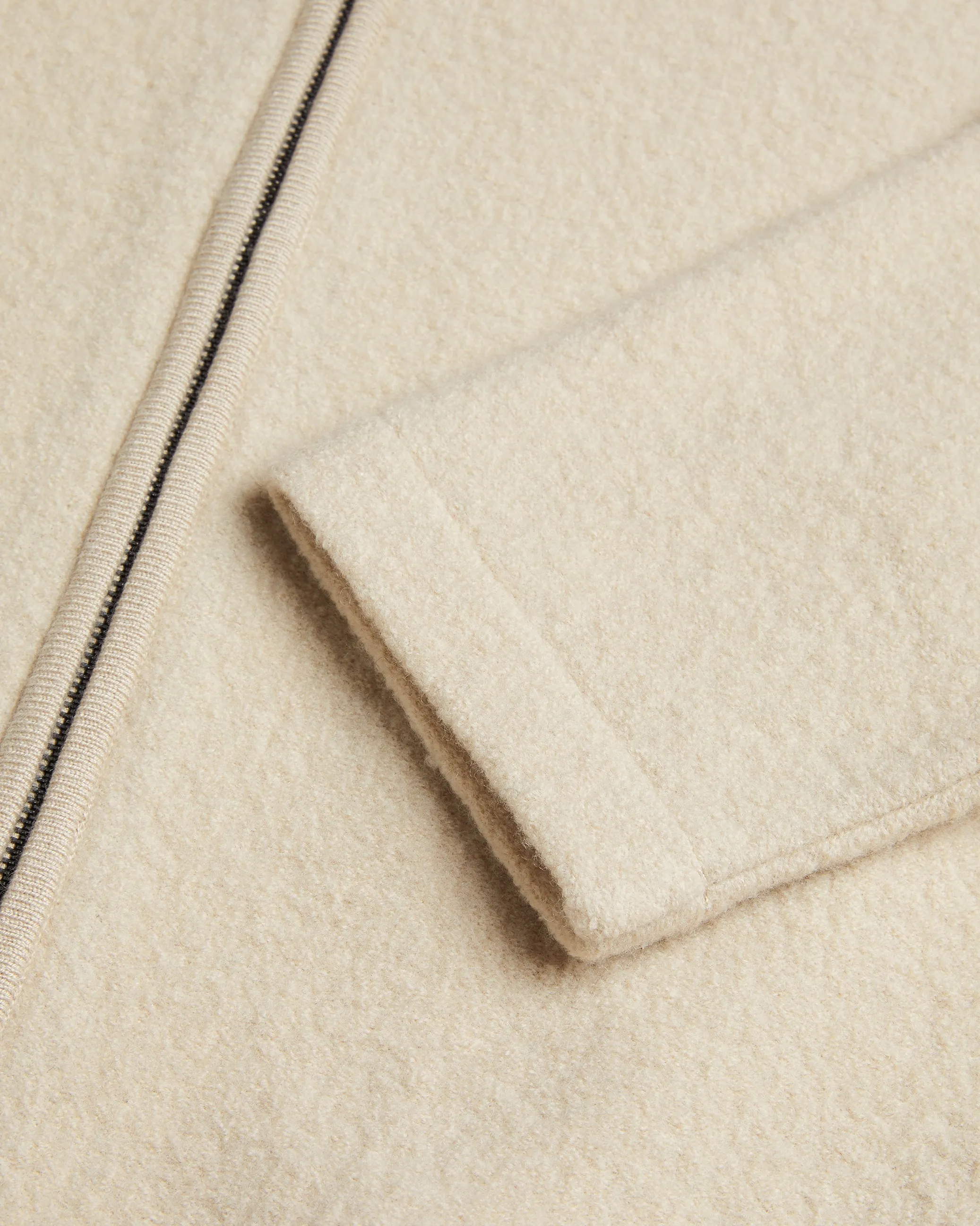 Herling Ls Boucle Wool Zip Through Taupe