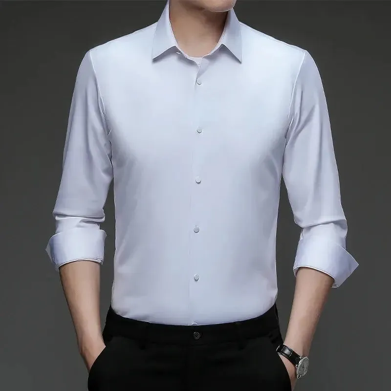 High Quality Stretch Anti-Wrinkle Men's Shirts Long Sleeve Dress