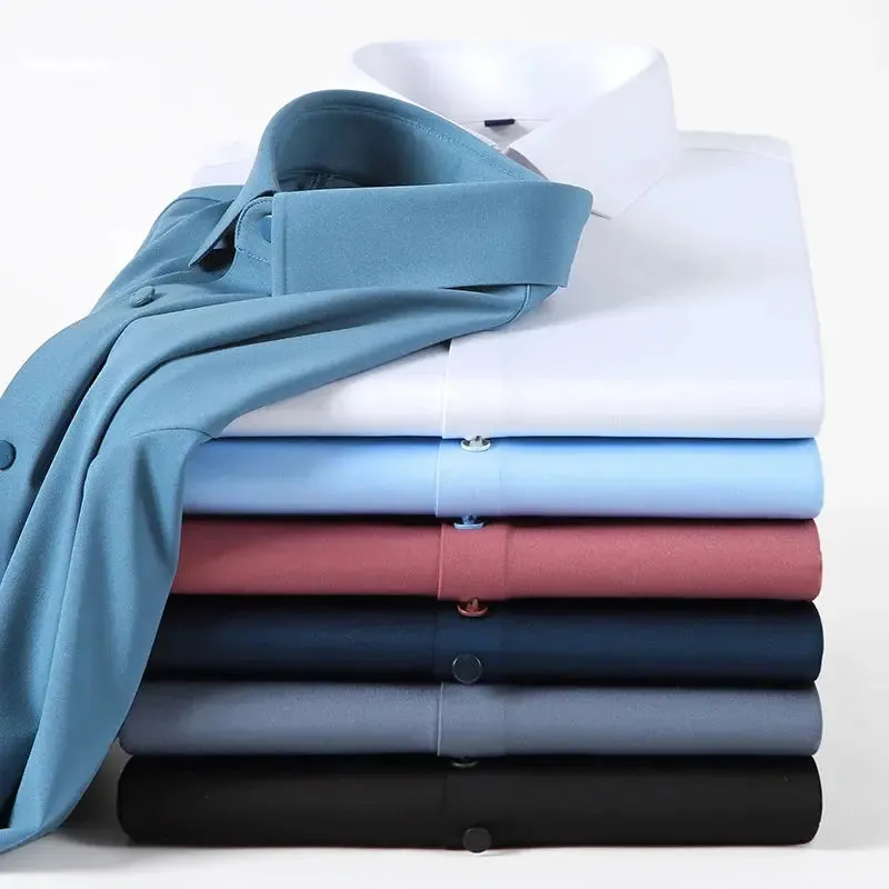 High Quality Stretch Anti-Wrinkle Men's Shirts Long Sleeve Dress