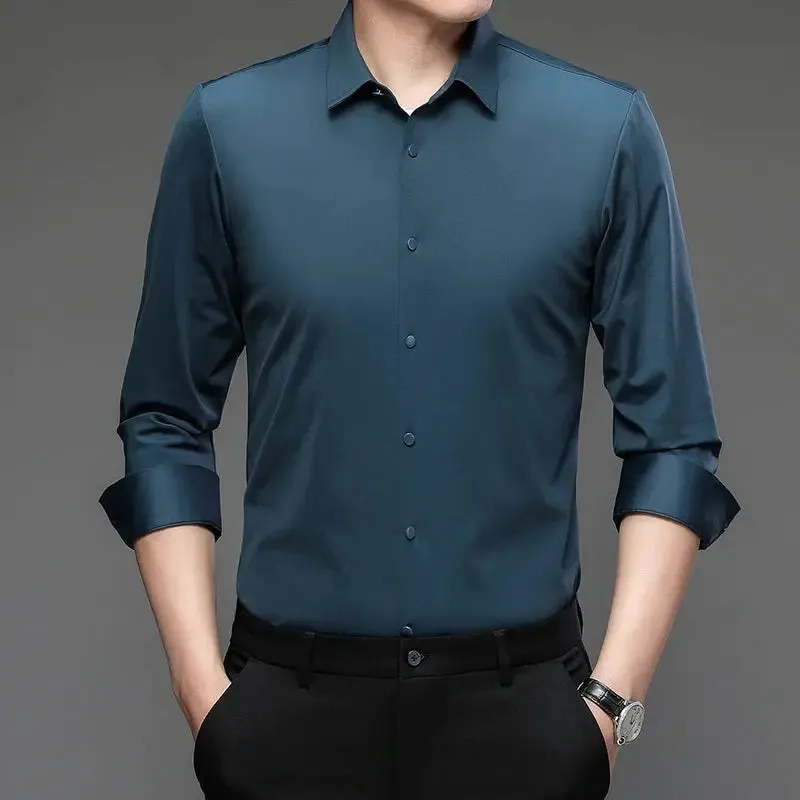 High Quality Stretch Anti-Wrinkle Men's Shirts Long Sleeve Dress