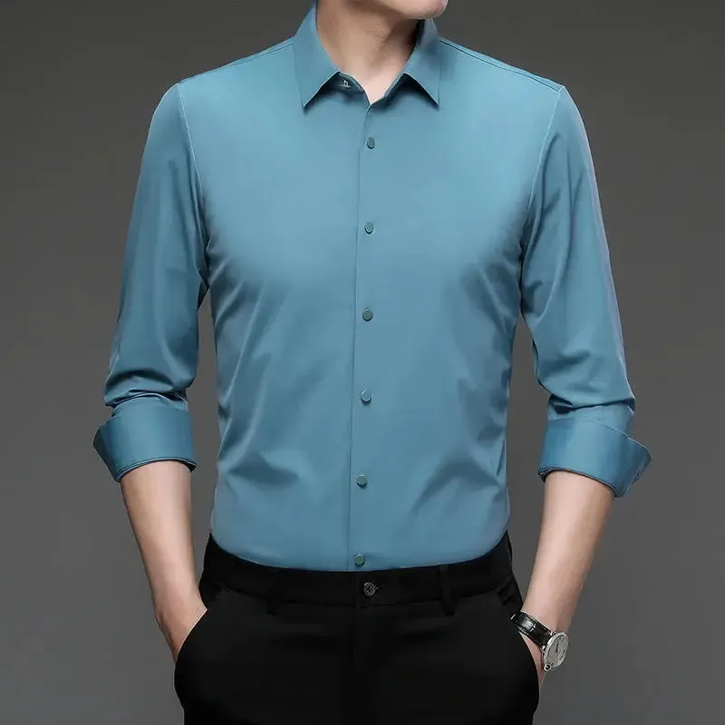 High Quality Stretch Anti-Wrinkle Men's Shirts Long Sleeve Dress